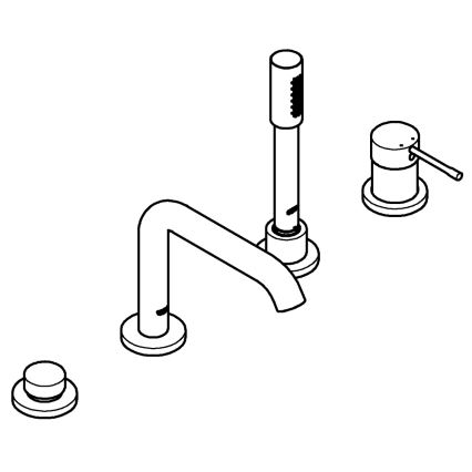 GROHE 19578DC1 - Keturių skylių vonios maišytuvo komplektas ESSENCE, nerūdijančio plieno
