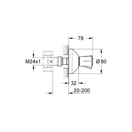 GROHE 19806001 - Potinkinio ventilio viršutinė dalis COSTA L 20-200 mm blizgus chromas