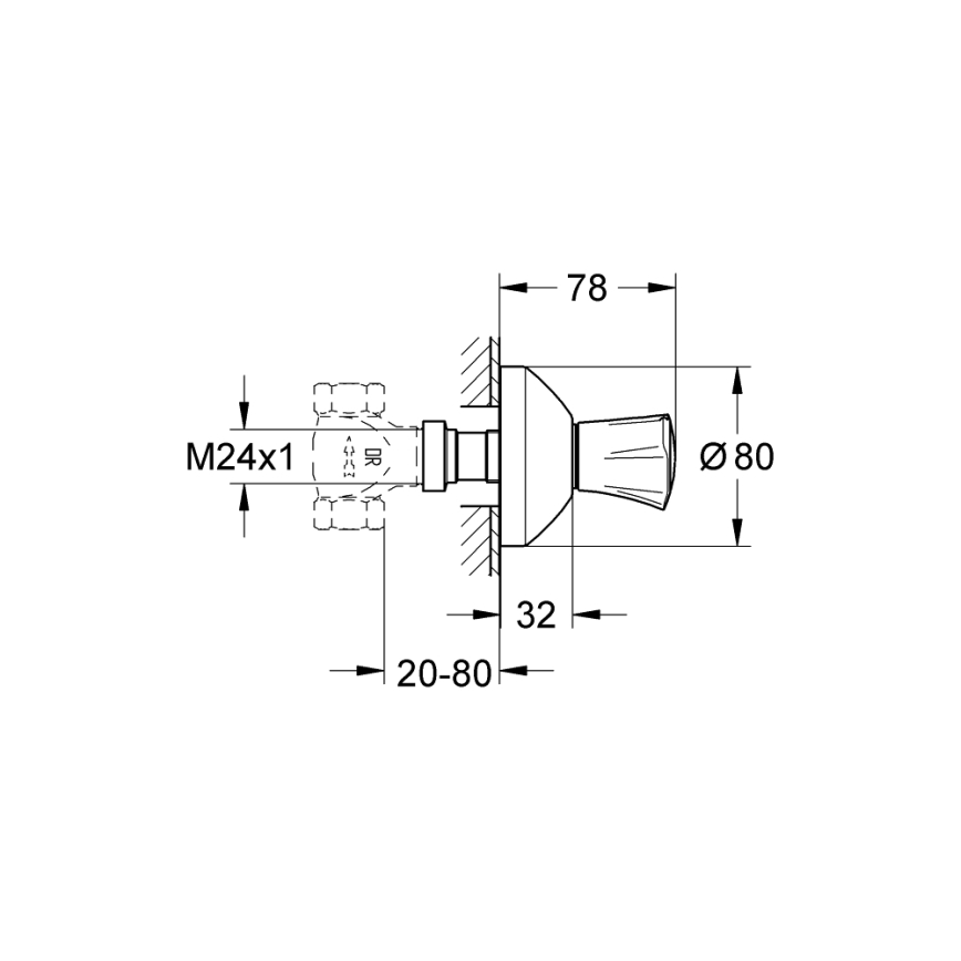 GROHE 19809001 - COSTA L įmontuojamo vožtuvo viršutinė apdailos dalis, blizgus chromas