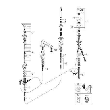 GROHE 19897001 - Keturių angų vonios maišytuvas EUROCUBE, blizgus chromas