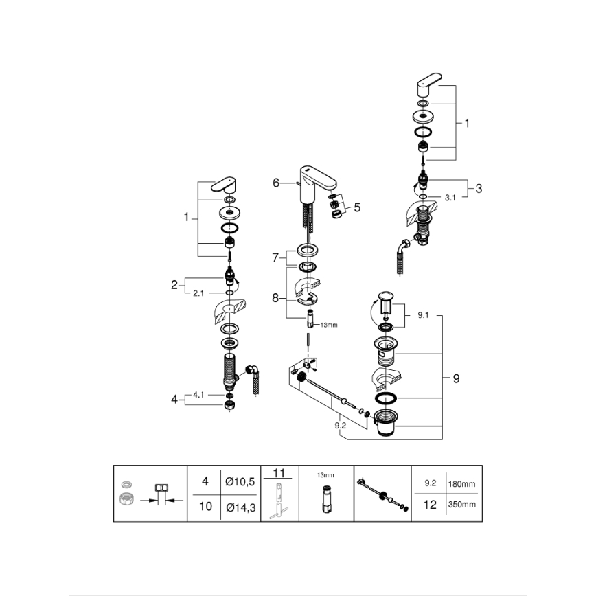GROHE 20187000 - praustuvo trijų skylių maišytuvas EUROSMART COSMOPOLITAN DN 15 chromuotas