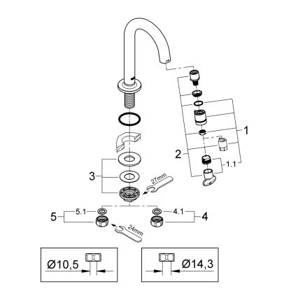 GROHE 20201000 - Ant stalviršio montuojamas UNIVERSAL vožtuvas 113 mm blizgus chromas