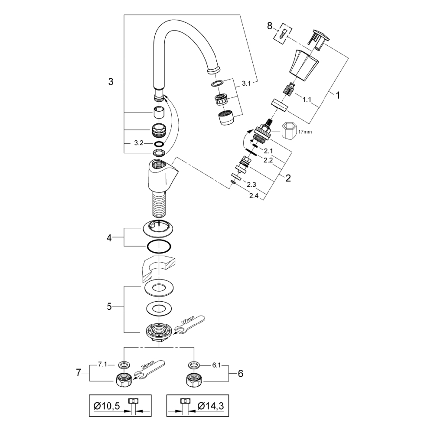 GROHE 20393001 - Stacionarus vožtuvas COSTA L DN 15 blizgus chromas