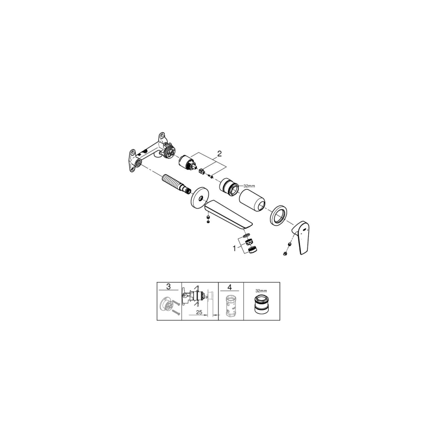 GROHE 20474001 - Praustuvo maišytuvas paslėptam montavimui 177 mm blizgus chromas
