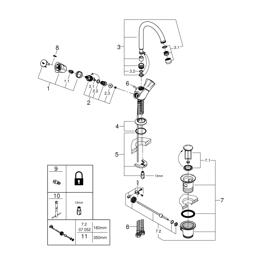GROHE 21375001 - Praustuvo maišytuvas COSTA L blizgus chromas