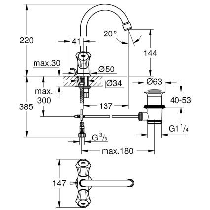 GROHE 21375001 - Praustuvo maišytuvas COSTA L blizgus chromas