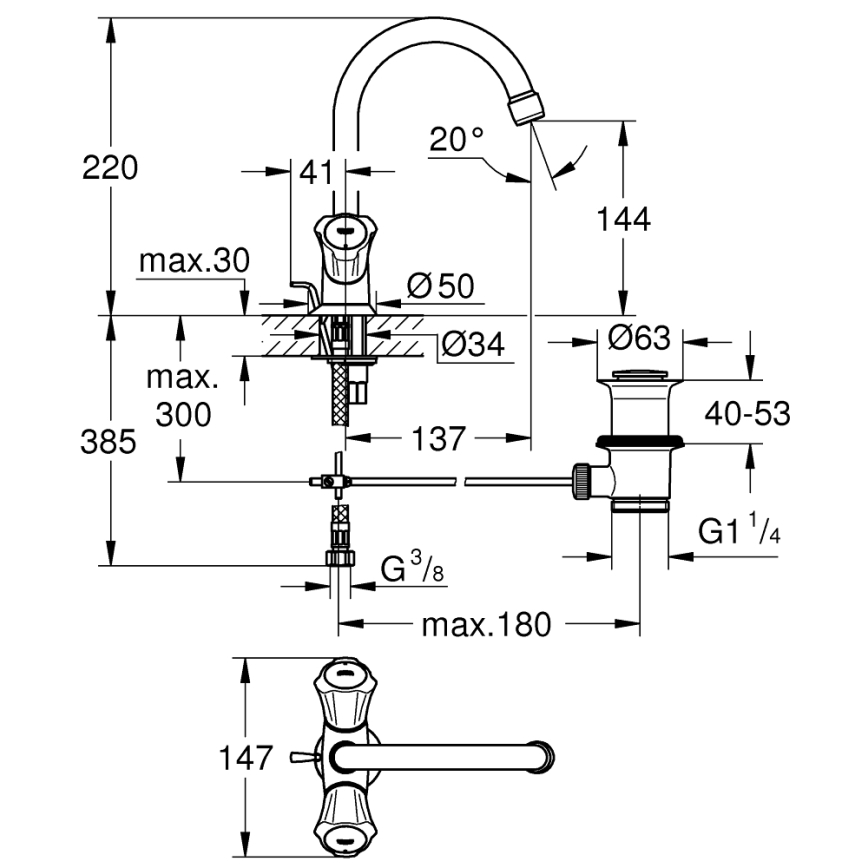 GROHE 21375001 - Praustuvo maišytuvas COSTA L blizgus chromas