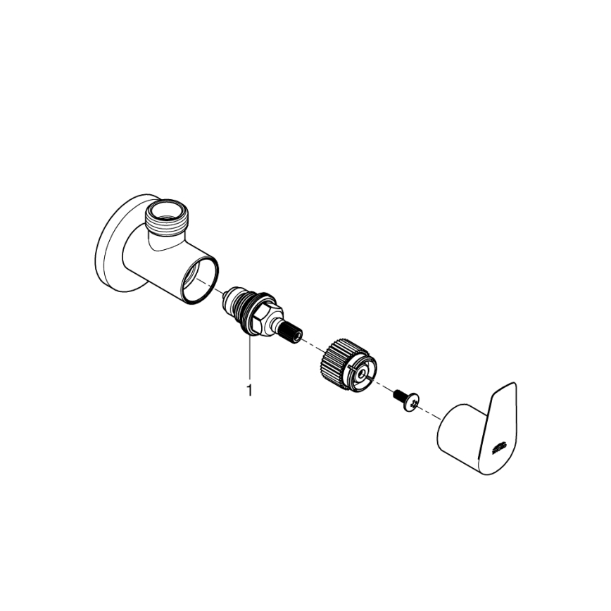 GROHE 22009001 - Kampinis ventilis DN 15, blizgus chromas