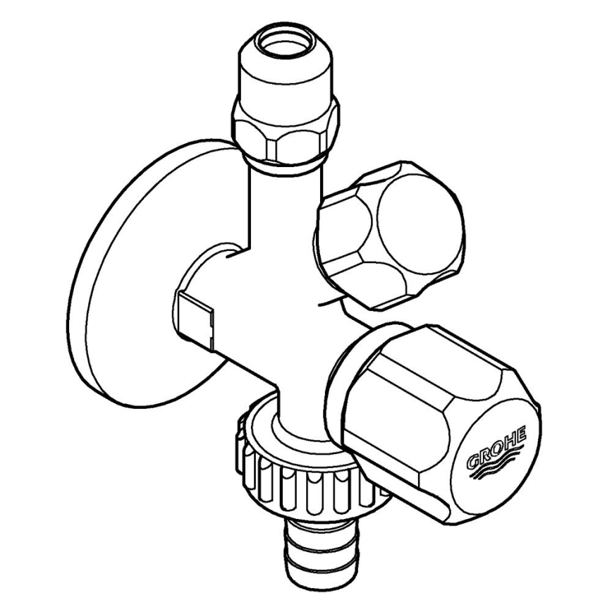 GROHE 22035000 - Kombinuotas kampinis ventilis UNIVERSAL DN 15 blizgus chromas