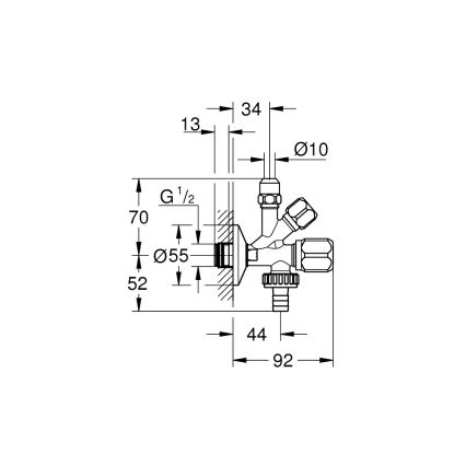 GROHE 22036000 - Kombinuotas kampinis ventilis ORIGINAL WAS® DN 15 blizgus chromas