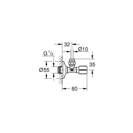 GROHE 22039000 - kampinis vožtuvas UNIVERSAL DN 15 blizgus chromas