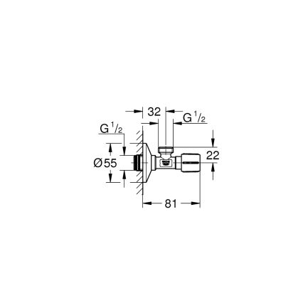 GROHE 22043000 - Kampinis vožtuvas UNIVERSAL DN 15 blizgus chromas