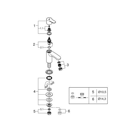 GROHE 23039002 - Stalviršinis maišytuvas EUROSTYLE COSMOPOLITAN, XS dydis, chromuotas