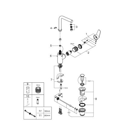 GROHE 23054003 - praustuvo maišytuvas EURODISC COSMOPOLITAN, dydis L, chromuotas