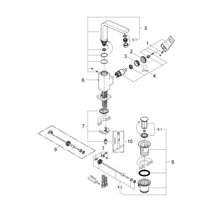 GROHE 2313500E - Praustuvo maišytuvas EUROCUBE, L dydis, blizgus chromas