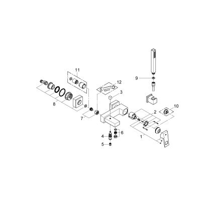 GROHE 23141000 - Vonios komplektas su maišytuvu EUROCUBE DN 15 blizgus chromas