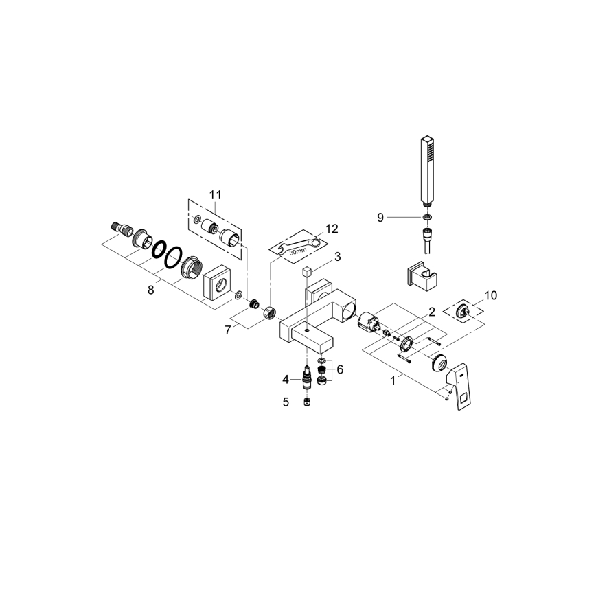 GROHE 23141000 - Vonios komplektas su maišytuvu EUROCUBE DN 15 blizgus chromas