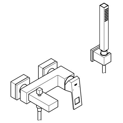GROHE 23141000 - Vonios komplektas su maišytuvu EUROCUBE DN 15 blizgus chromas