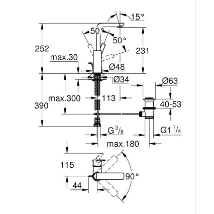 GROHE 23296001 - praustuvo maišytuvas LINEARE, L dydis, blizgus chromas