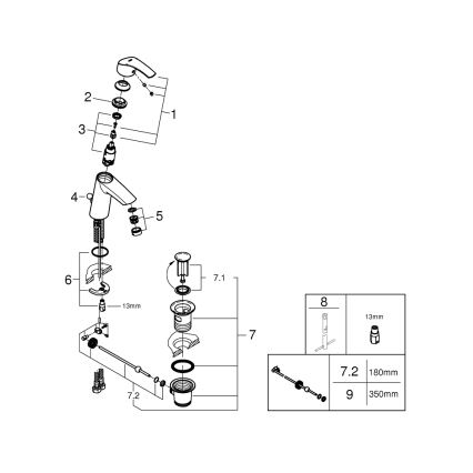 GROHE 23322001 - Praustuvo maišytuvas EUROSMART DN 15 blizgus chromas
