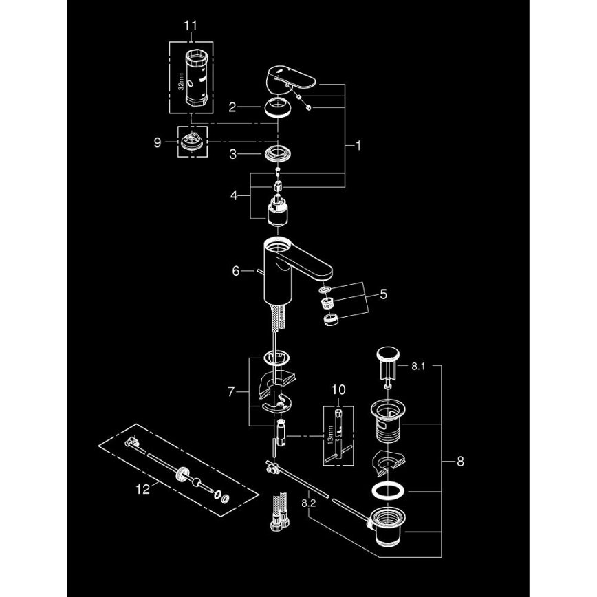 GROHE 23325000 - praustuvo maišytuvas EUROSMART COSMOPOLITAN, M dydis, chromuotas