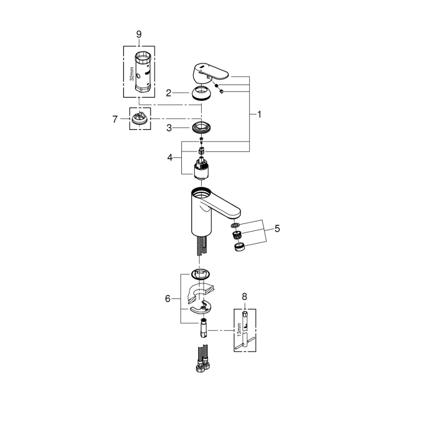 GROHE 23327000 - Praustuvo maišytuvas EUROSMART COSMOPOLITAN DN 15, dydis M, chromuotas