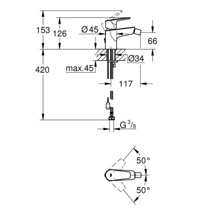GROHE 23332001 - Bidetinis maišytuvas BAUEDGE, S dydis, blizgus chromas