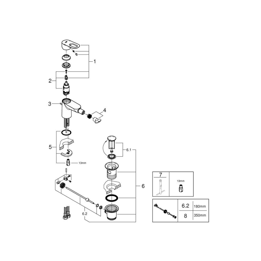 GROHE 23338000 - BAULOOP bidė maišytuvas, blizgus chromas