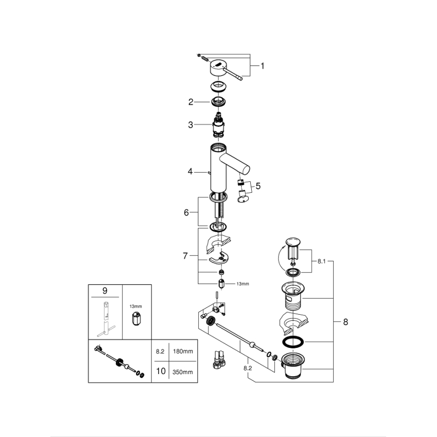 GROHE 23379001 - Praustuvo maišytuvas ESSENCE, S dydis, blizgus chromas