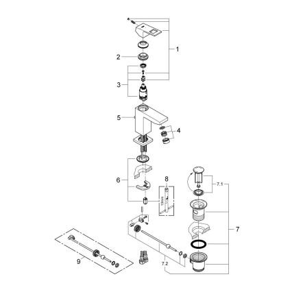 GROHE 2339000E - Praustuvo maišytuvas EUROCUBE DN 15 blizgus chromas