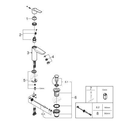 GROHE 234552432 - Praustuvo maišytuvas START, 192 mm, juodas
