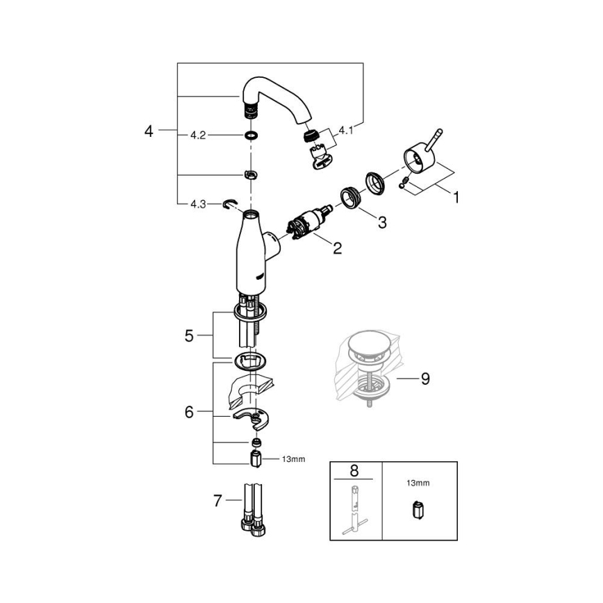 GROHE 23463001 - Praustuvo maišytuvas ESSENCE, M dydis, blizgus chromas
