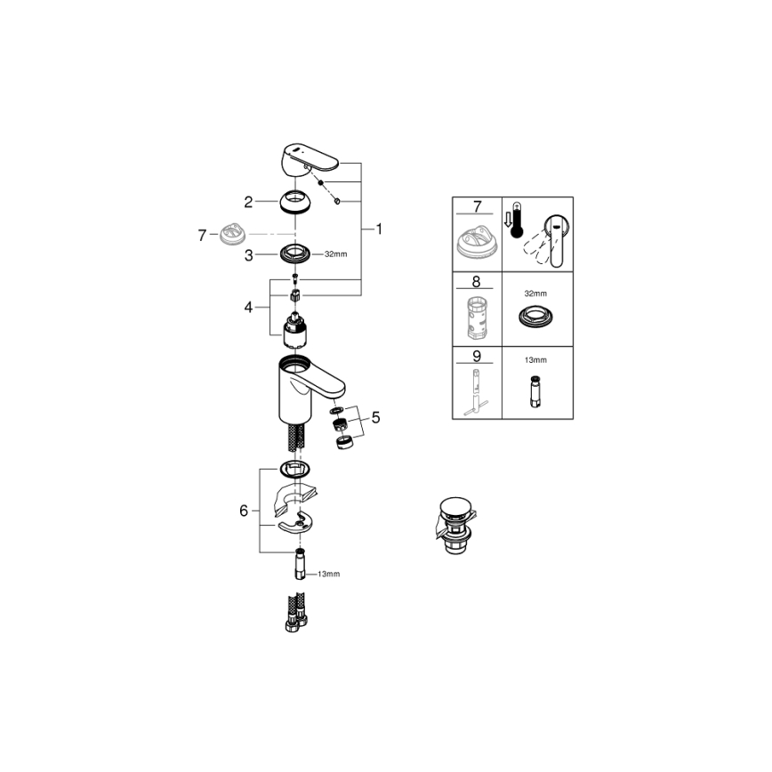 GROHE 23586000 - Praustuvo maišytuvas GET, S dydis, blizgus chromas