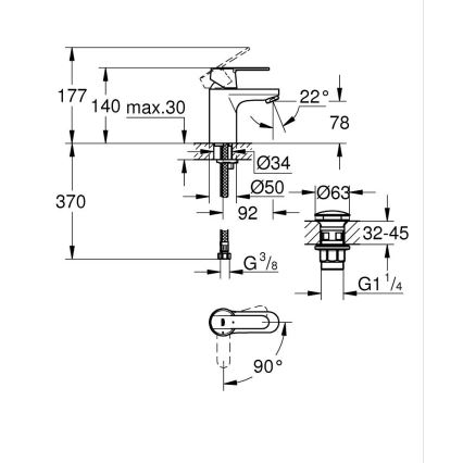 GROHE 23586LS0 - praustuvo maišytuvas GET dydis S baltas