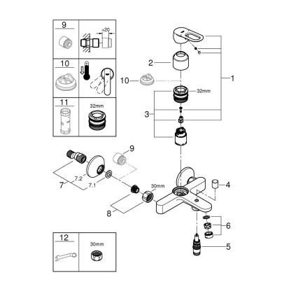 GROHE 23603000 - vonios maišytuvas BAULOOP DN 15 blizgus chromas