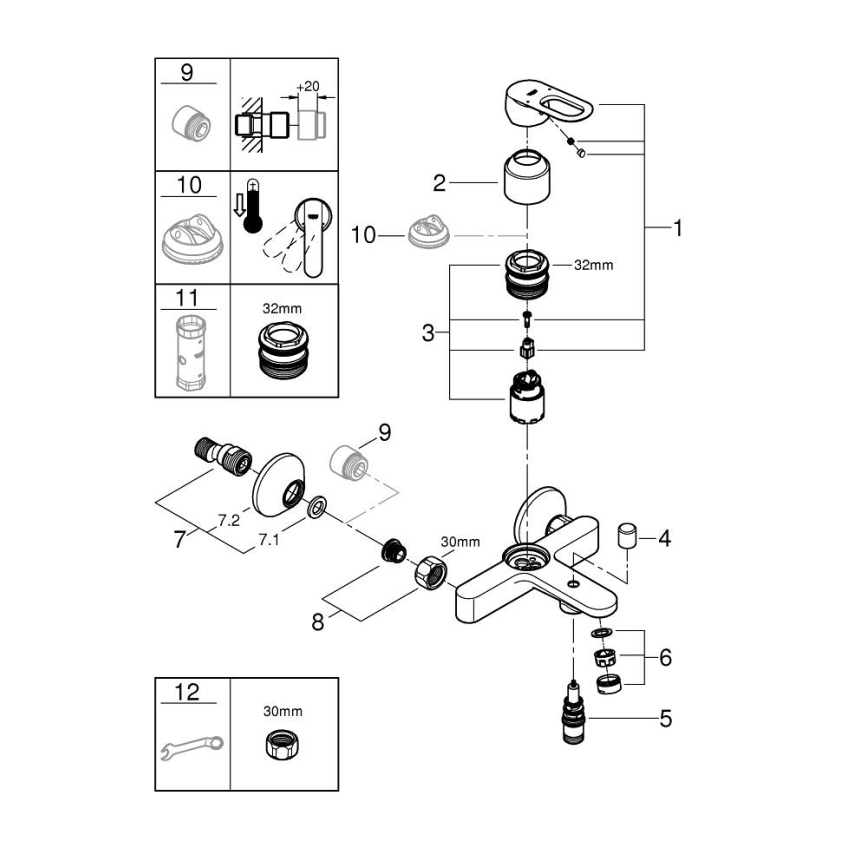 GROHE 23603000 - vonios maišytuvas BAULOOP DN 15 blizgus chromas