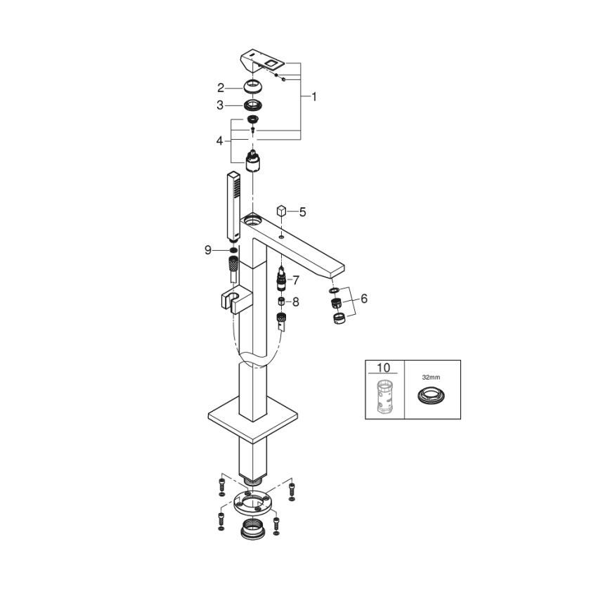 GROHE 23672001 - Vonios maišytuvas EUROCUBE 298 mm blizgus chromas