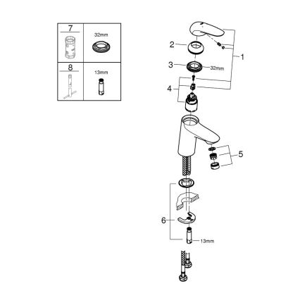 GROHE 23715003 - Praustuvo maišytuvas EUROSTYLE dydis S blizgus chromas