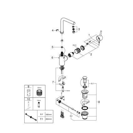 GROHE 23739002 - Praustuvo maišytuvas CONCETTO 291 mm blizgus chromas