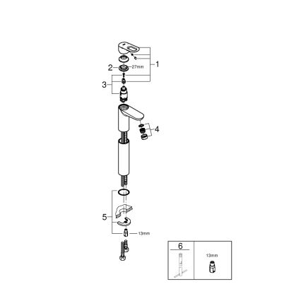 GROHE 23764000 - Praustuvo maišytuvas BAULOOP DN 15 blizgus chromas
