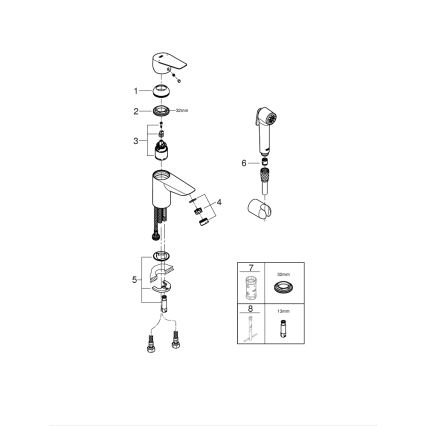 GROHE 23773001 - Praustuvo maišytuvas START EDGE, dydis S, blizgus chromas