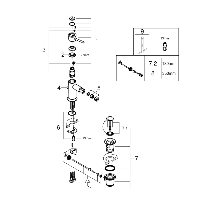 GROHE 23785000 - Bidė maišytuvas START CLASSIC blizgus chromas