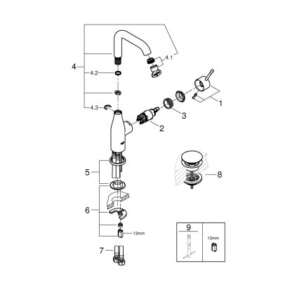 GROHE 23799001 - ESSENCE praustuvo maišytuvas, L dydis, blizgus chromas