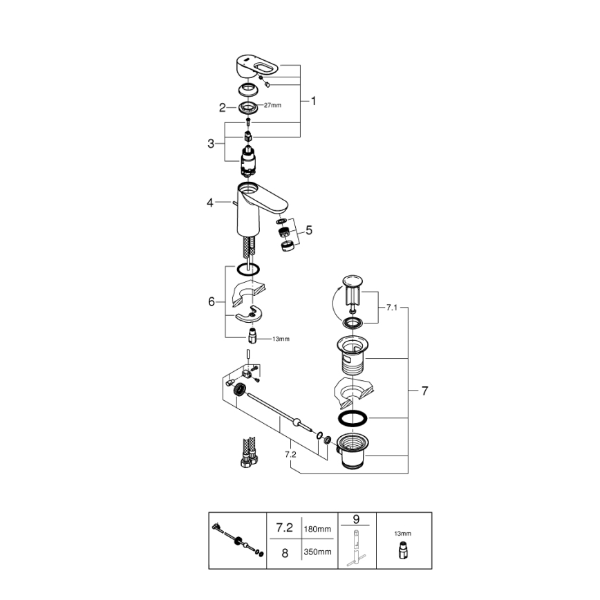 GROHE 23803000 - EUROSMART praustuvo maišytuvas, blizgus chromas