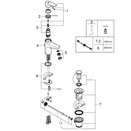 GROHE 23809000 - praustuvo maišytuvas START FLOW DN 15, blizgus chromas