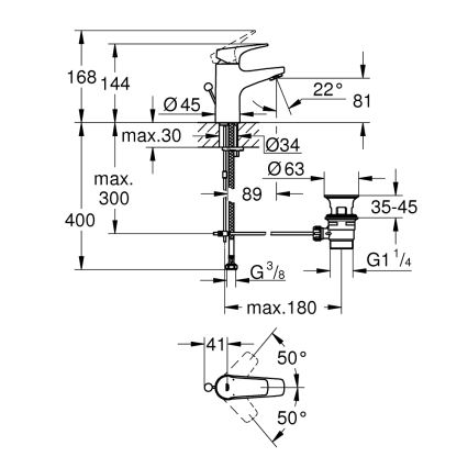 GROHE 23809000 - praustuvo maišytuvas START FLOW DN 15, blizgus chromas