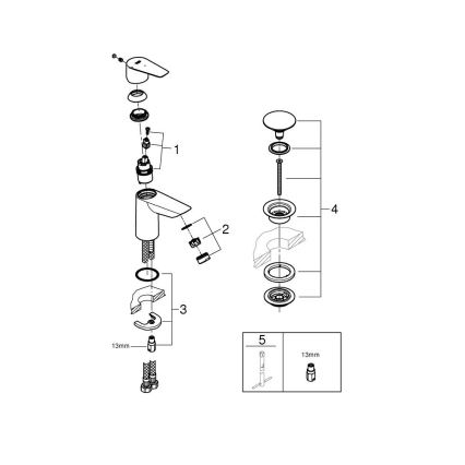 GROHE 23900001 - Praustuvo maišytuvas START EDGE dydis S blizgus chromas