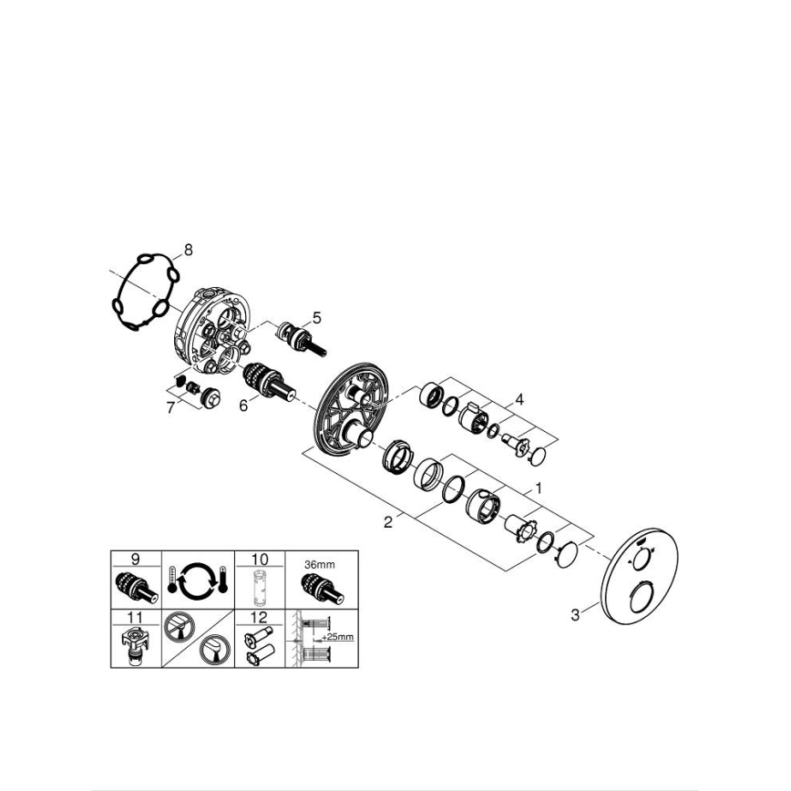 GROHE 24076000 - GROHTHERM termostatinis dušo maišytuvas, blizgus chromas