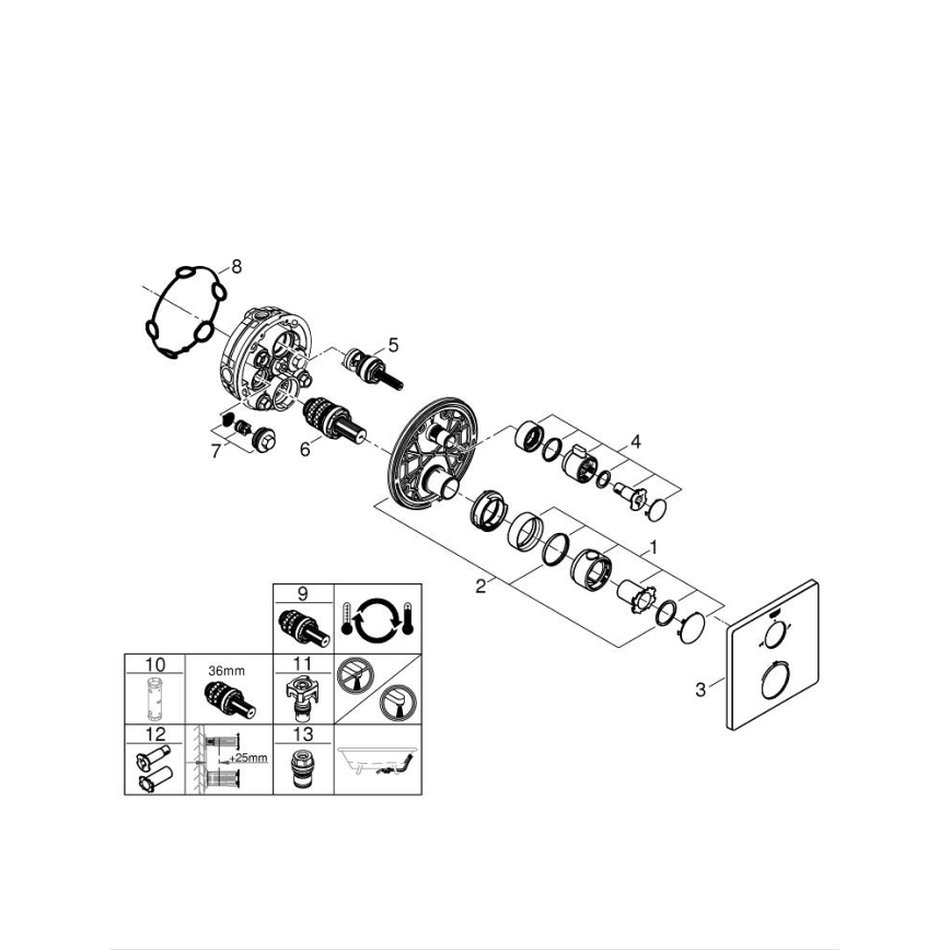 GROHE 24080000 - GROHTHERM termostatinis vonios maišytuvas, blizgus chromas