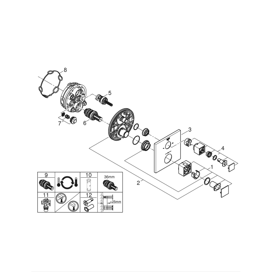 GROHE 24154000 - Termostatinis maišytuvas GROHTHERM CUBE blizgus chromas